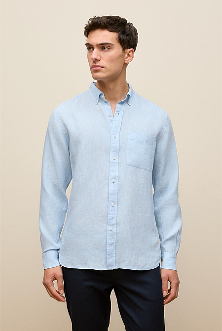 Regular Fit Delave Linen Long Sleeve Shirt