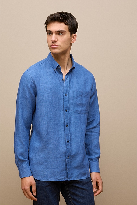 Regular Fit Delave Linen Long Sleeve Shirt