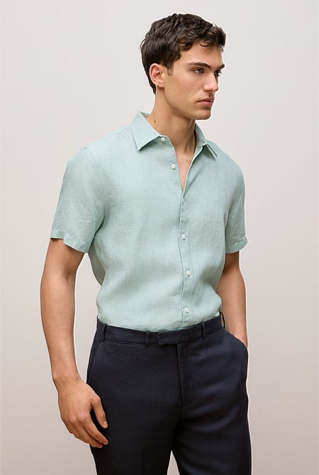 Regular Fit Delave Linen Short Sleeve Shirt