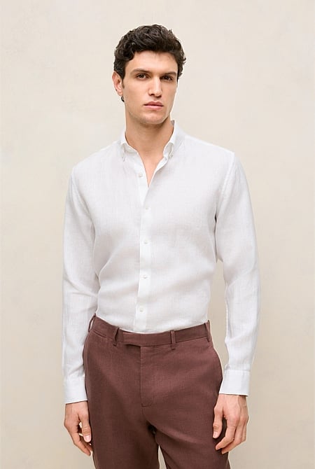 Tailored Fit Linen Long Sleeve Shirt