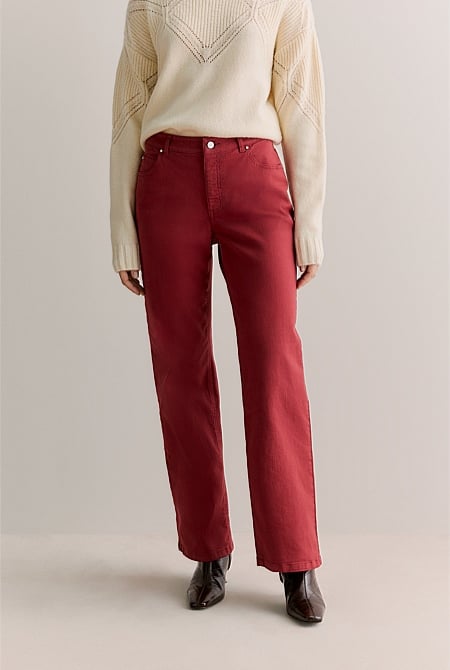 Australian Cotton Blend Garment Dyed Wide Leg Jean
