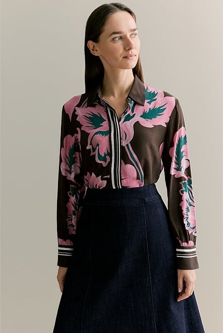 Floral Border Stripe Shirt
