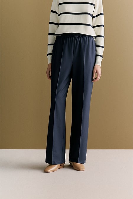 Ponte Pintuck Detail Straight Leg Pant