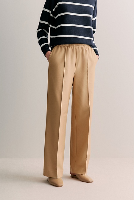 Ponte Pintuck Detail Straight Leg Pant