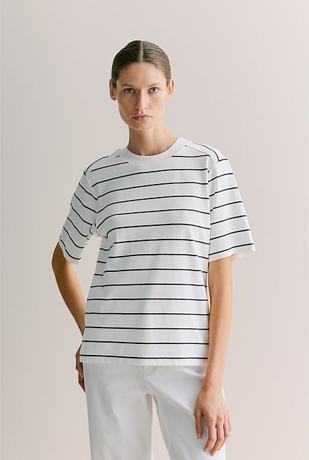 Cotton Modal Interlock Stripe T-shirt