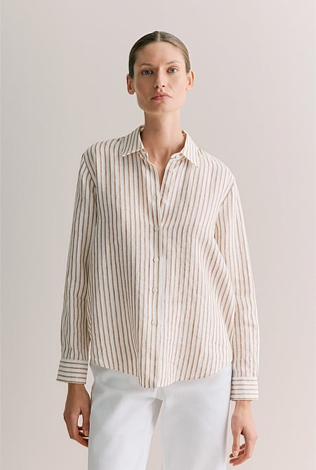 Linen End on End Stripe Shirt