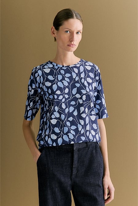 Australian Cotton Vine Print Half Sleeve T-shirt