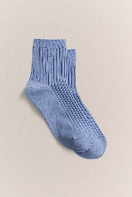 Monogram Rib 1/4 Crew Sock