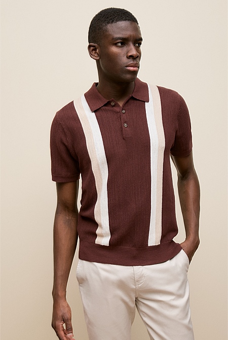 Cotton Linen Graphic Knit Polo