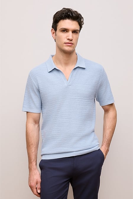Cotton Linen Collared Knit Polo