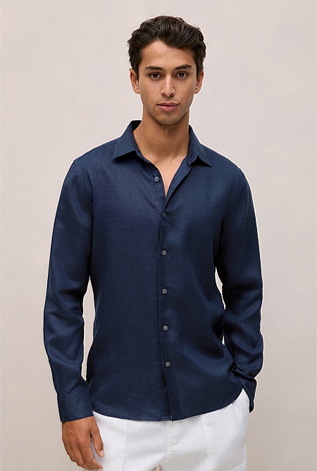Tailored Fit Linen Long Sleeve Shirt