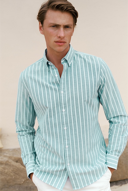Regular Fit Yarn Dyed Stripe Oxford Shirt