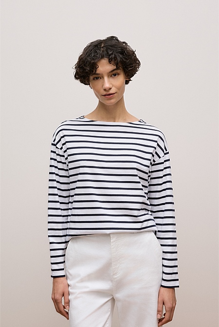 Australian Cotton Stripe Long Sleeve T-shirt