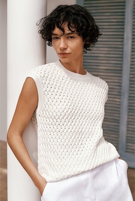 Cotton Knit Sleeveless Tunic
