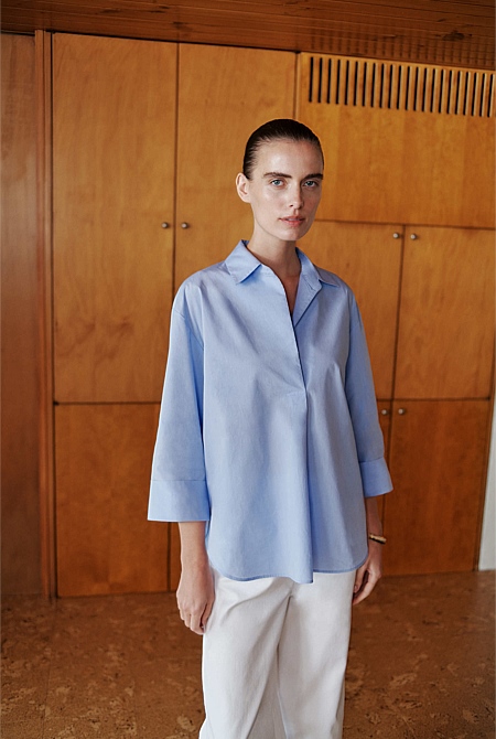 Yarn Dyed Cotton Poplin Half Sleeve Shirt