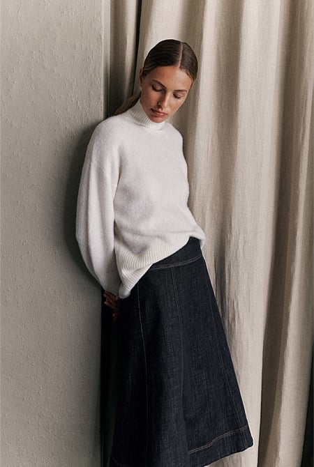 Alpaca Merino Blend Relaxed Mock Neck