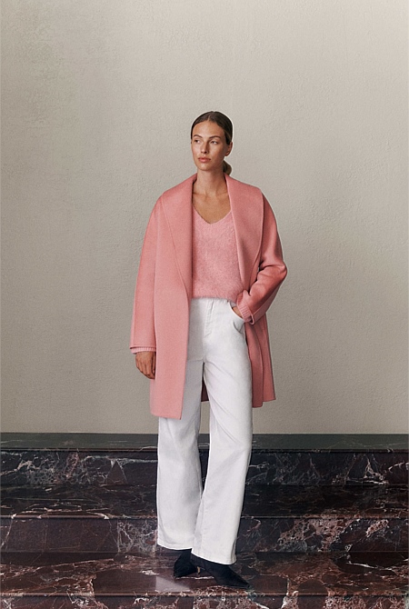 Brushed Wool Wrap Coat