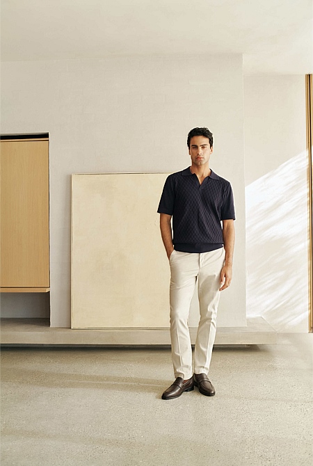 Mercerised Diamond Knit Polo
