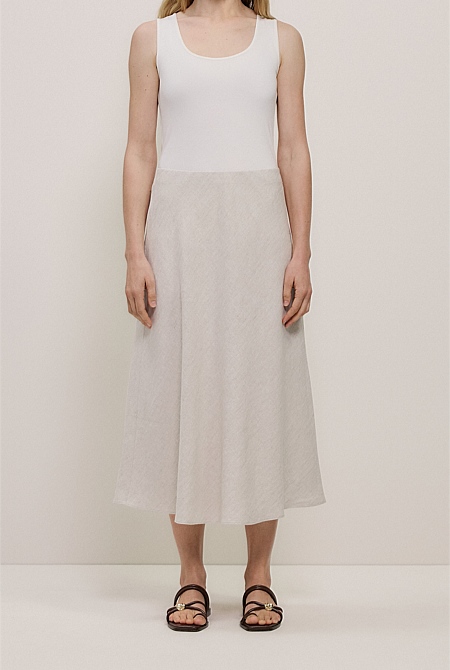 Yarn Dyed Linen Bias Slip Skirt