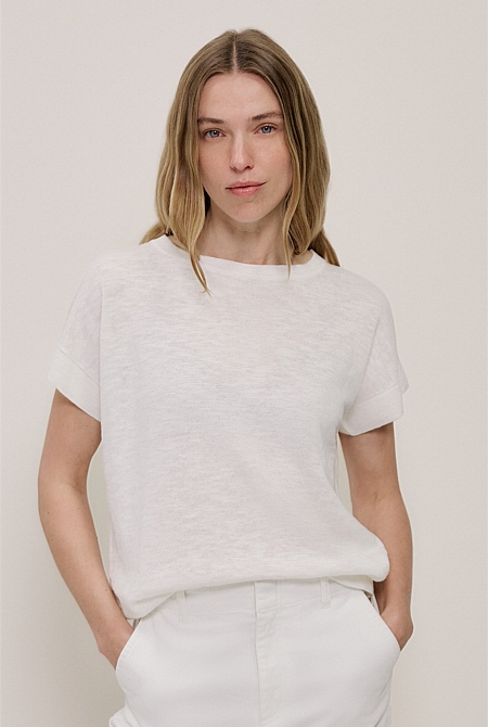 Linen Cotton Relaxed Knit T-shirt