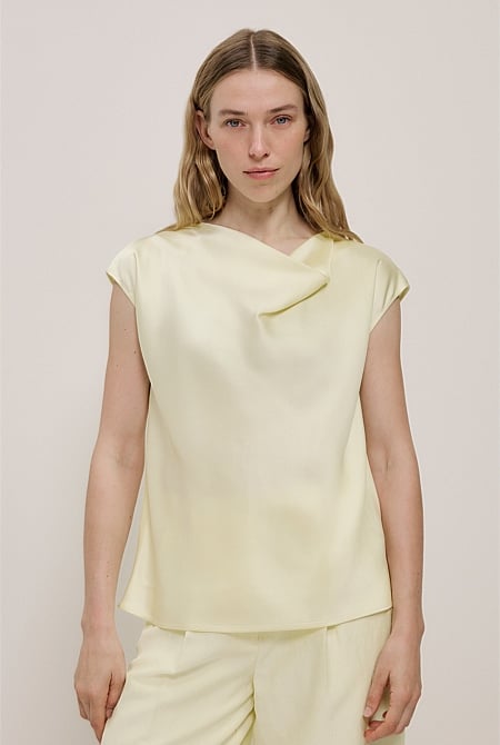 Satin Cowl Neck Blouse
