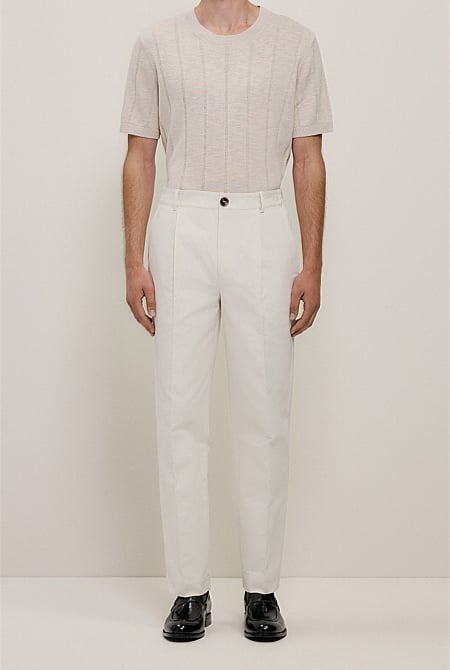 Cotton Blend Pleat Front Pant