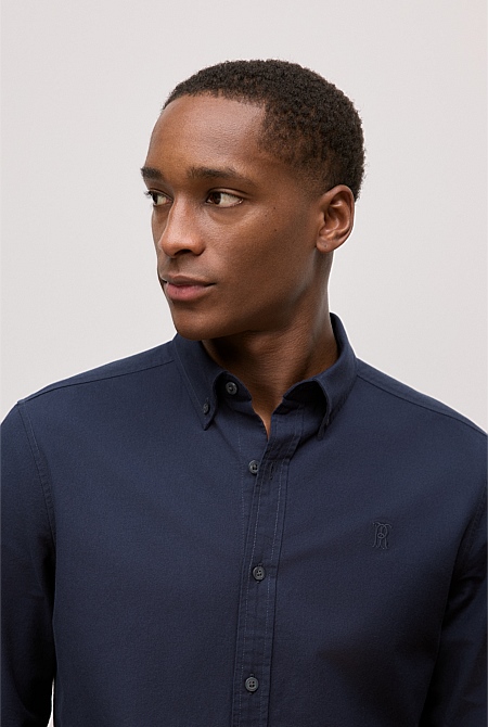Regular Fit Cotton Monogram Oxford Shirt