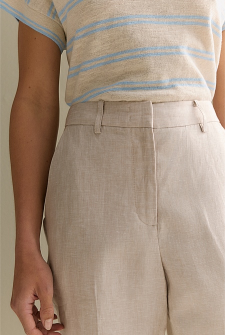 Yarn Dyed Linen Tapered Trouser