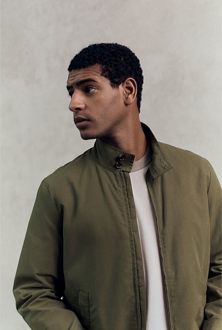 True Olive Technical Zip Through Bomber Jacket MEN Outerwear Trenery