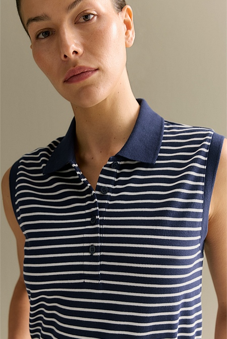 Sleeveless cotton polo shirts online