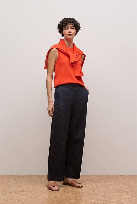 Australian Cotton Blend Denim Tailored Pant