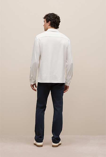 Micro Pique Monogram Long Sleeve Polo