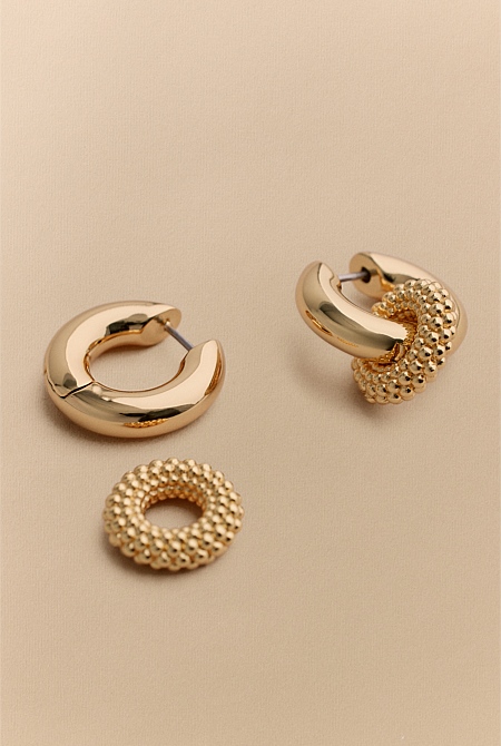 Rava Drop Hoop Earrings