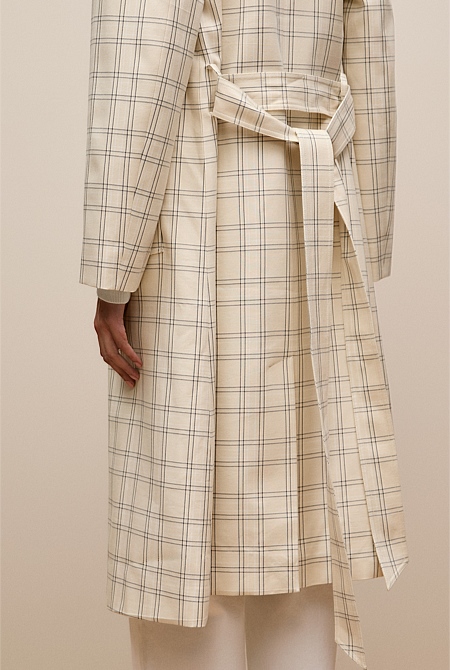 Yarn Dyed Check Trench Coat