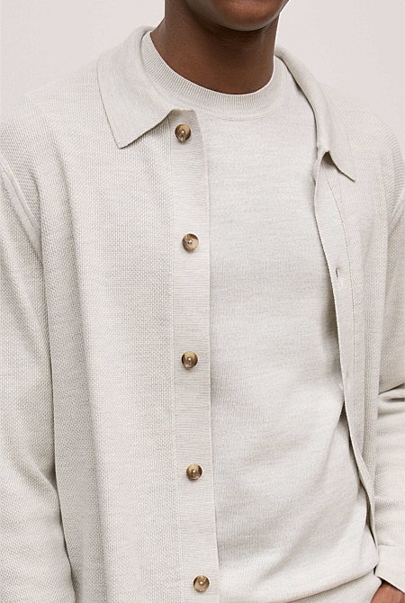 Merino Texture Knit Long Sleeve Shirt