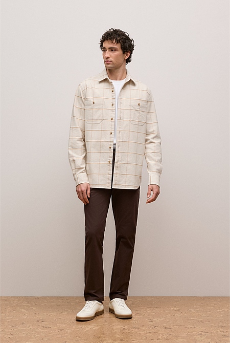Brushed Cotton Windowpane Overshirt