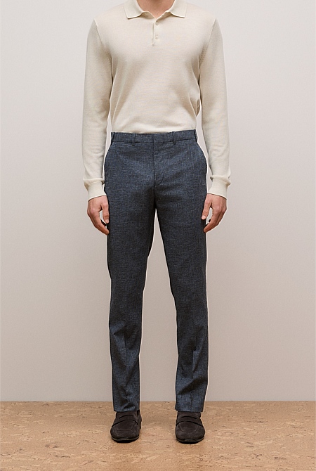 Cotton Wool Blend Straight Leg Trouser