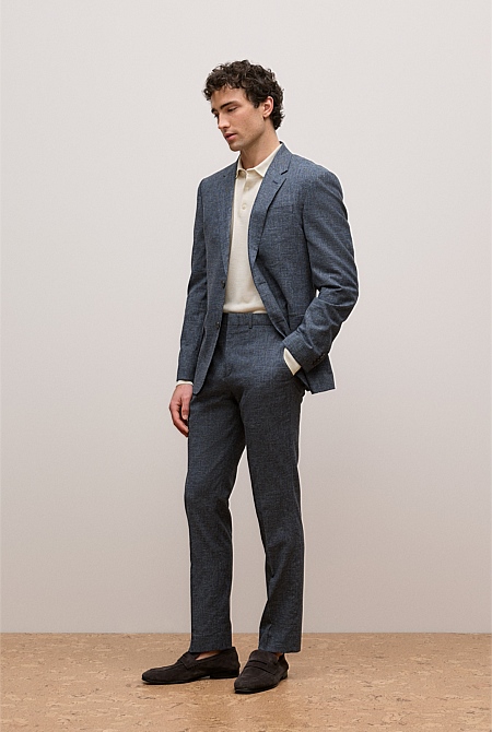 Cotton Wool Blend Straight Leg Trouser