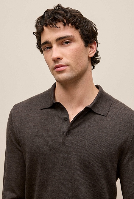 Merino Long Sleeve Polo