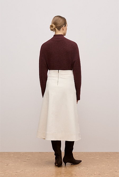 Natural Seed Denim Panelled Skirt