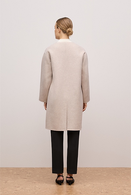 Brushed Wool Silk Scarf Coat