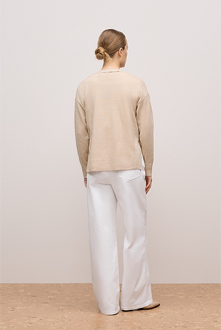 Wool Cashmere Relaxed V Cardigan