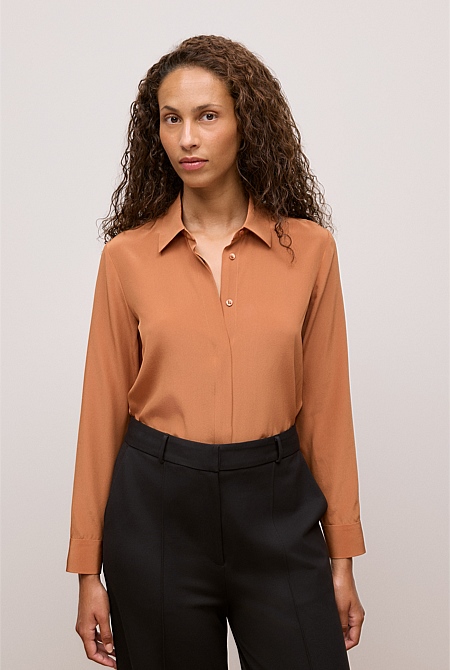 Silk Concealed Placket Shirt