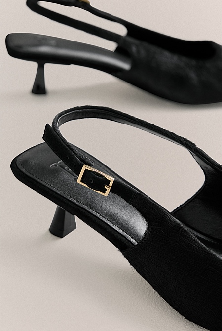 Solenne Pony Hair Kitten Heel