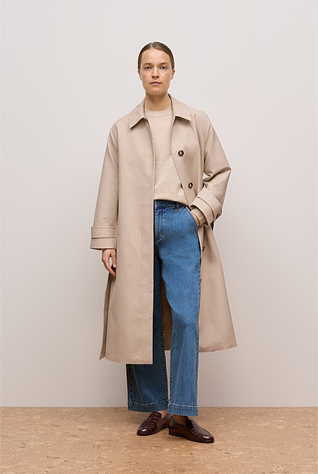 Wool Cashmere Cable Detail Crew