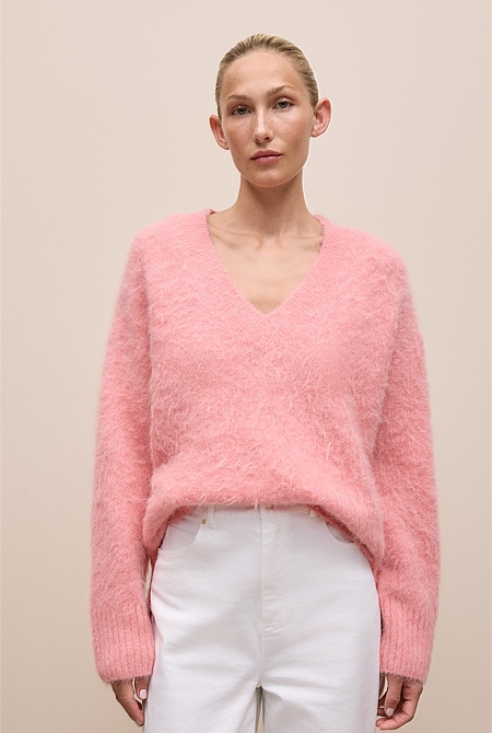 Brushed Alpaca Relaxed V Knit