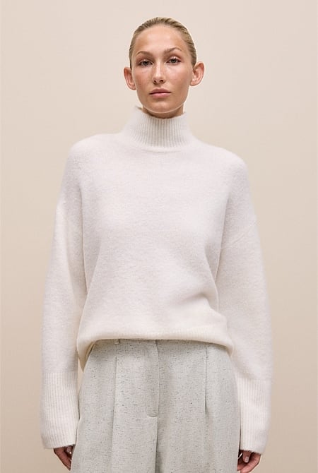 Alpaca Merino Blend Relaxed Mock Neck
