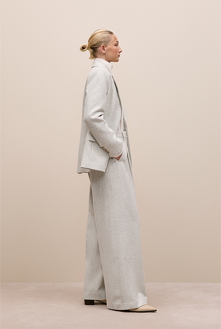 Italian Wool Blend Wide Leg Pant