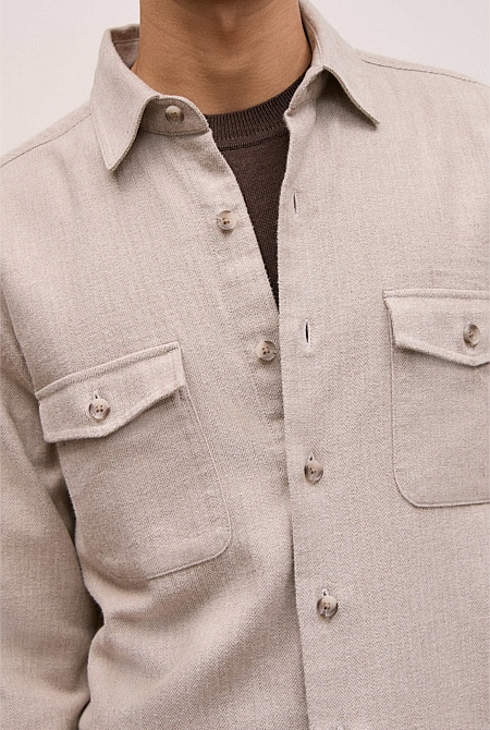 Brushed Herringbone Overshirt