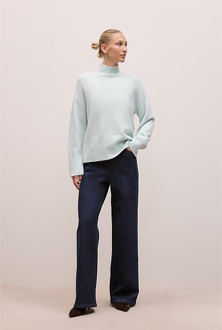Alpaca Merino Blend Relaxed Mock Neck